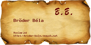 Bröder Béla névjegykártya
